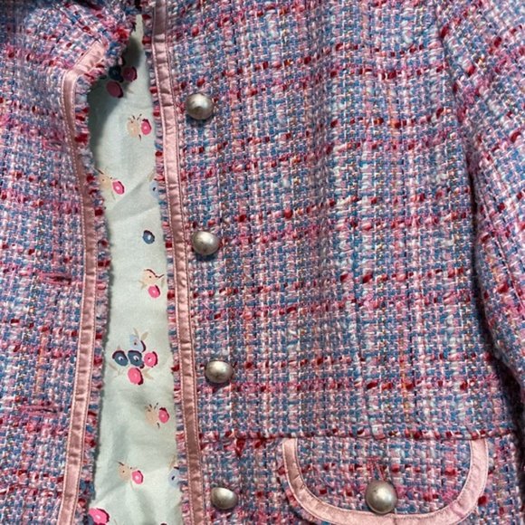 Rare Wool Multicolor Pink, Purple Blue Tweed Blazer Jacket Sz S - Picture 4 of 13